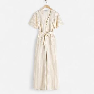 & Other Stories Striped Linen Jumpsuit